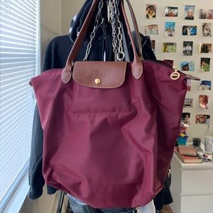maroon Longchamp purse
